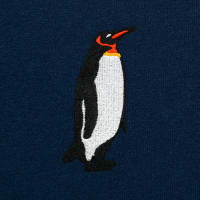 Bobby's Planet Men's Embroidered Penguin Long Sleeve Shirt from Arctic Polar Animals Collection in Navy Color#color_navy