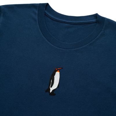 Bobby's Planet Men's Embroidered Penguin Long Sleeve Shirt from Arctic Polar Animals Collection in Navy Color#color_navy