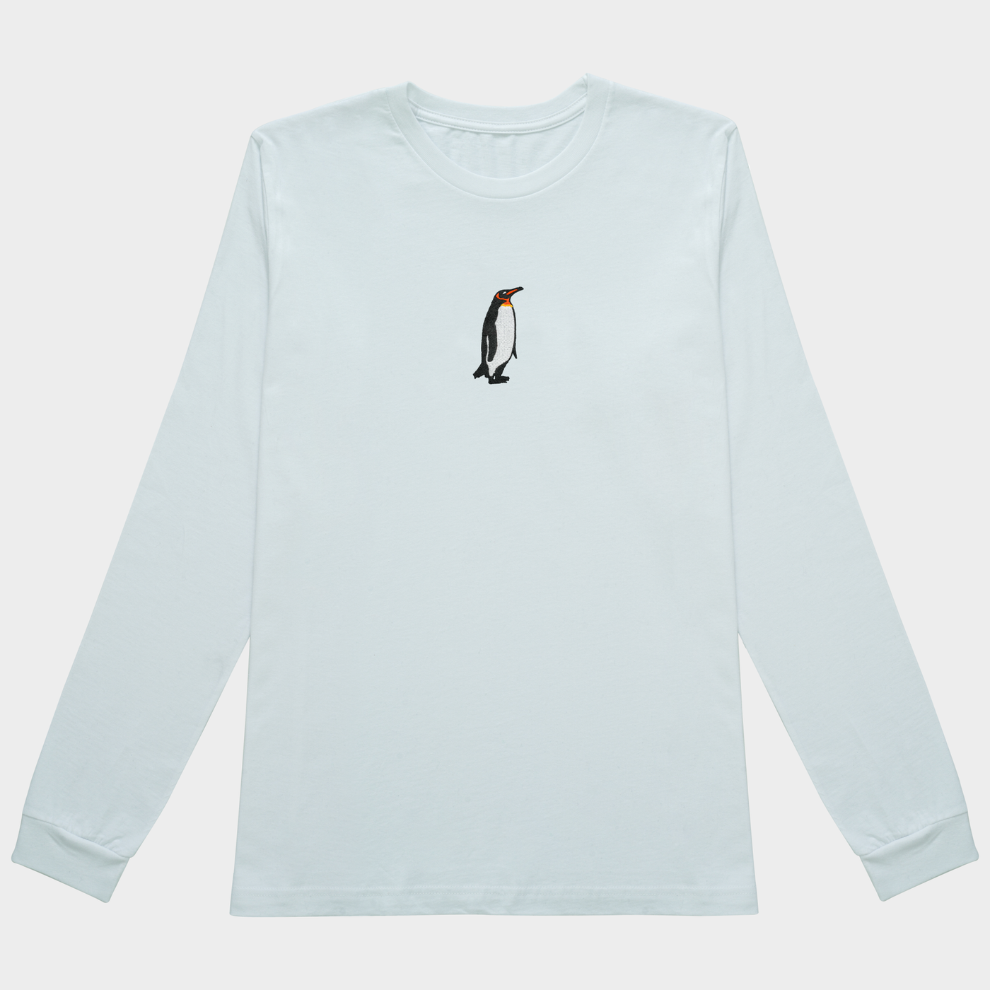 Bobby's Planet Men's Embroidered Penguin Long Sleeve Shirt from Arctic Polar Animals Collection in White Color#color_white