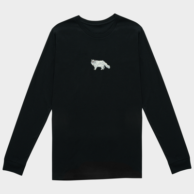 Bobby's Planet Men's Embroidered Persian Long Sleeve Shirt from Paws Dog Cat Animals Collection in Black Color#color_black