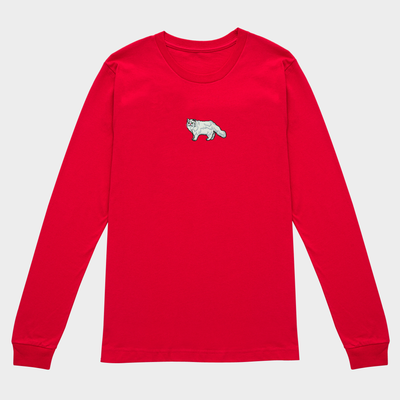 Bobby's Planet Women's Embroidered Persian Long Sleeve Shirt from Paws Dog Cat Animals Collection in Red Color#color_red