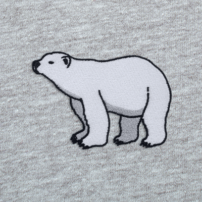 Bobby's Planet Men's Embroidered Polar Bear Long Sleeve Shirt from Arctic Polar Animals Collection in Athletic Heather Color#color_athletic-heather