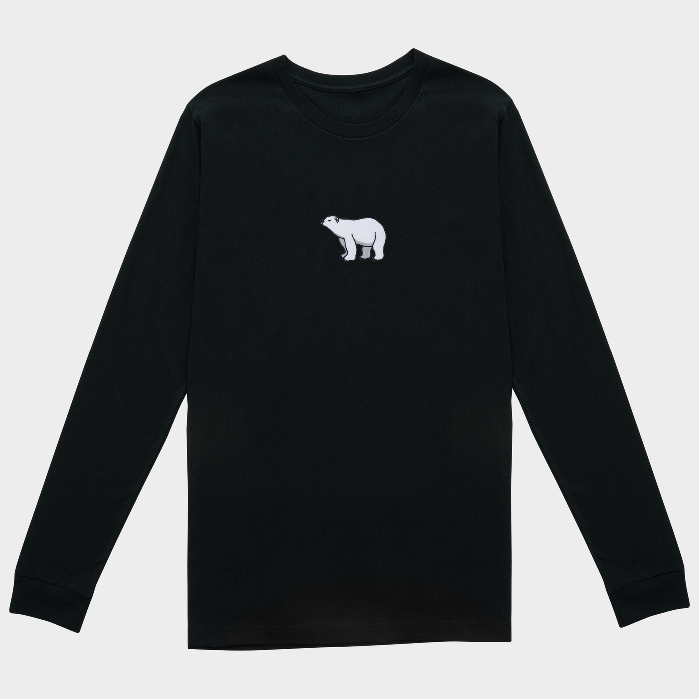 Bobby's Planet Women's Embroidered Polar Bear Long Sleeve Shirt from Arctic Polar Animals Collection in Black Color#color_black