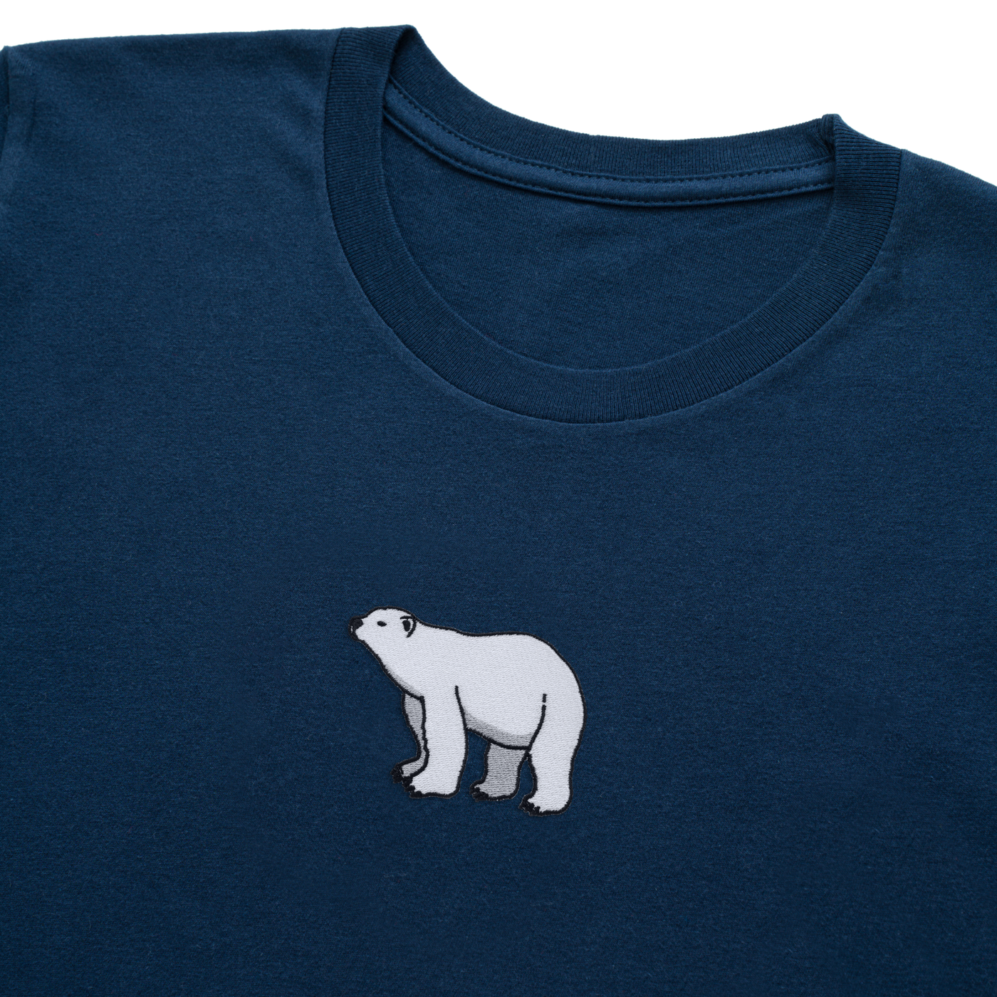 Bobby's Planet Women's Embroidered Polar Bear Long Sleeve Shirt from Arctic Polar Animals Collection in Navy Color#color_navy
