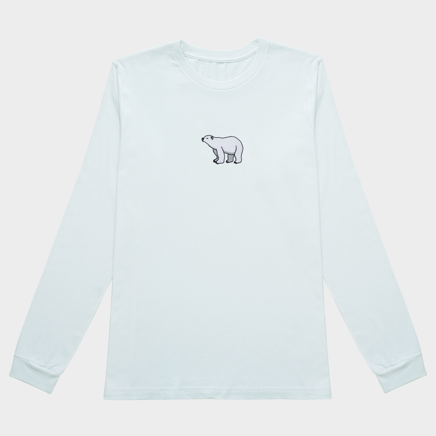 Bobby's Planet Women's Embroidered Polar Bear Long Sleeve Shirt from Arctic Polar Animals Collection in White Color#color_white