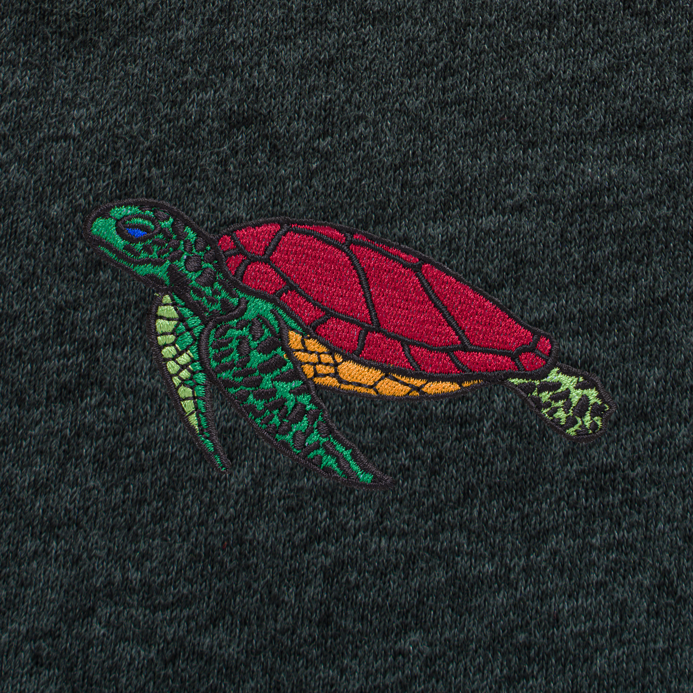 Bobby's Planet Men's Embroidered Sea Turtle Long Sleeve Shirt from Seven Seas Fish Animals Collection in Dark Grey Heather Color#color_dark-grey-heather