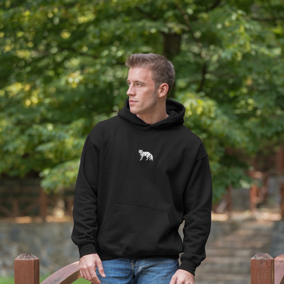 Bobby's Planet Men's Embroidered Arctic Fox Hoodie from Arctic Polar Animals Collection in Black Color#color_black