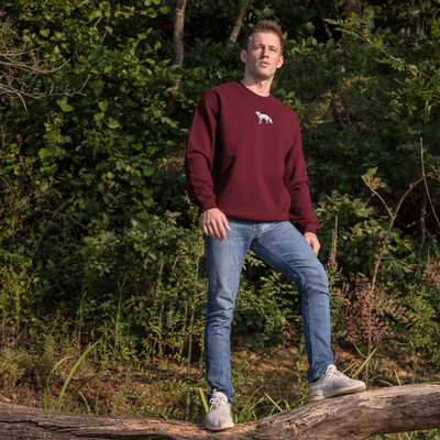 Bobby's Planet Men's Embroidered Arctic Fox Sweatshirt from Arctic Polar Animals Collection in Maroon Color#color_maroon