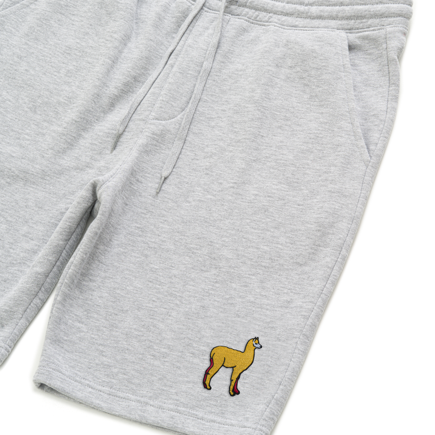 Bobby's Planet Men's Embroidered Alpaca Shorts from South American Amazon Animals Collection in Heather Grey Color#color_heather-grey