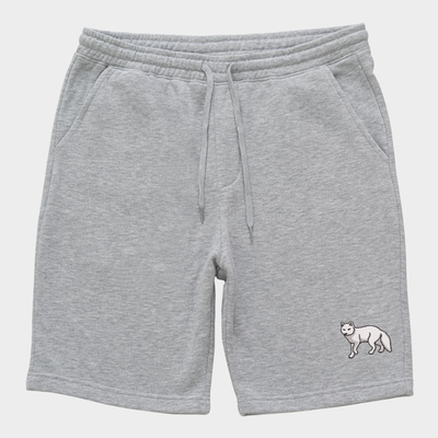 Bobby's Planet Men's Embroidered Arctic Fox Shorts from Arctic Polar Animals Collection in Heather Grey Color#color_heather-grey