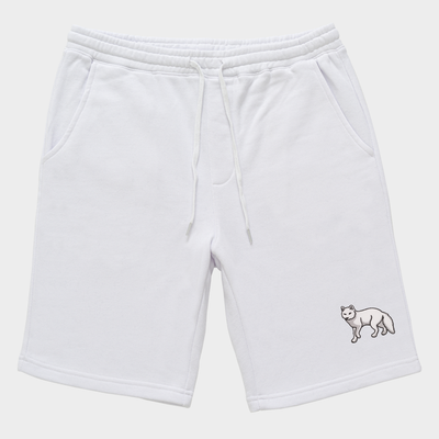 Bobby's Planet Men's Embroidered Arctic Fox Shorts from Arctic Polar Animals Collection in White Color#color_white