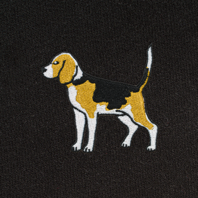 Bobby's Planet Men's Embroidered Beagle Shorts from Paws Dog Cat Animals Collection in Black Color#color_black