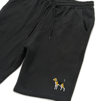 Bobby's Planet Men's Embroidered Beagle Shorts from Paws Dog Cat Animals Collection in Black Color#color_black