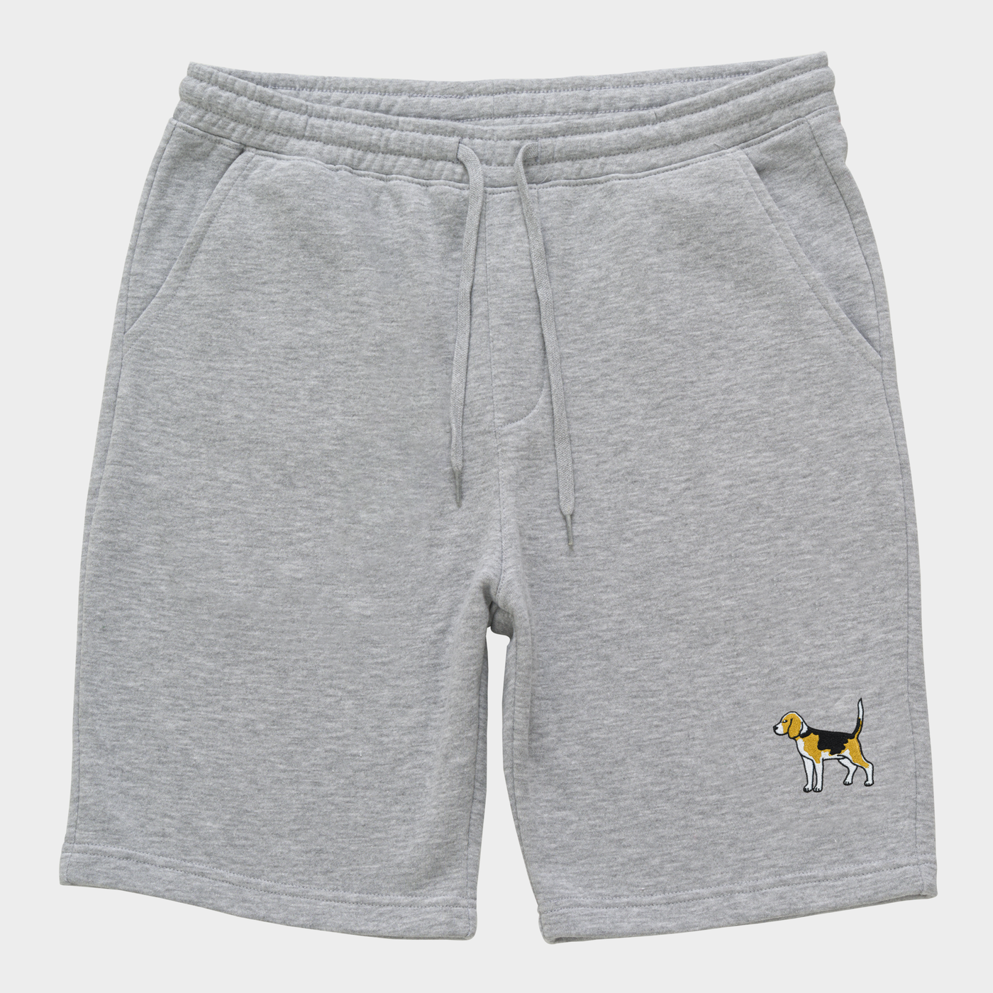 Bobby's Planet Men's Embroidered Beagle Shorts from Paws Dog Cat Animals Collection in Heather Grey Color#color_heather-grey