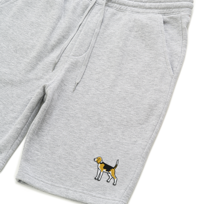 Bobby's Planet Men's Embroidered Beagle Shorts from Paws Dog Cat Animals Collection in Heather Grey Color#color_heather-grey