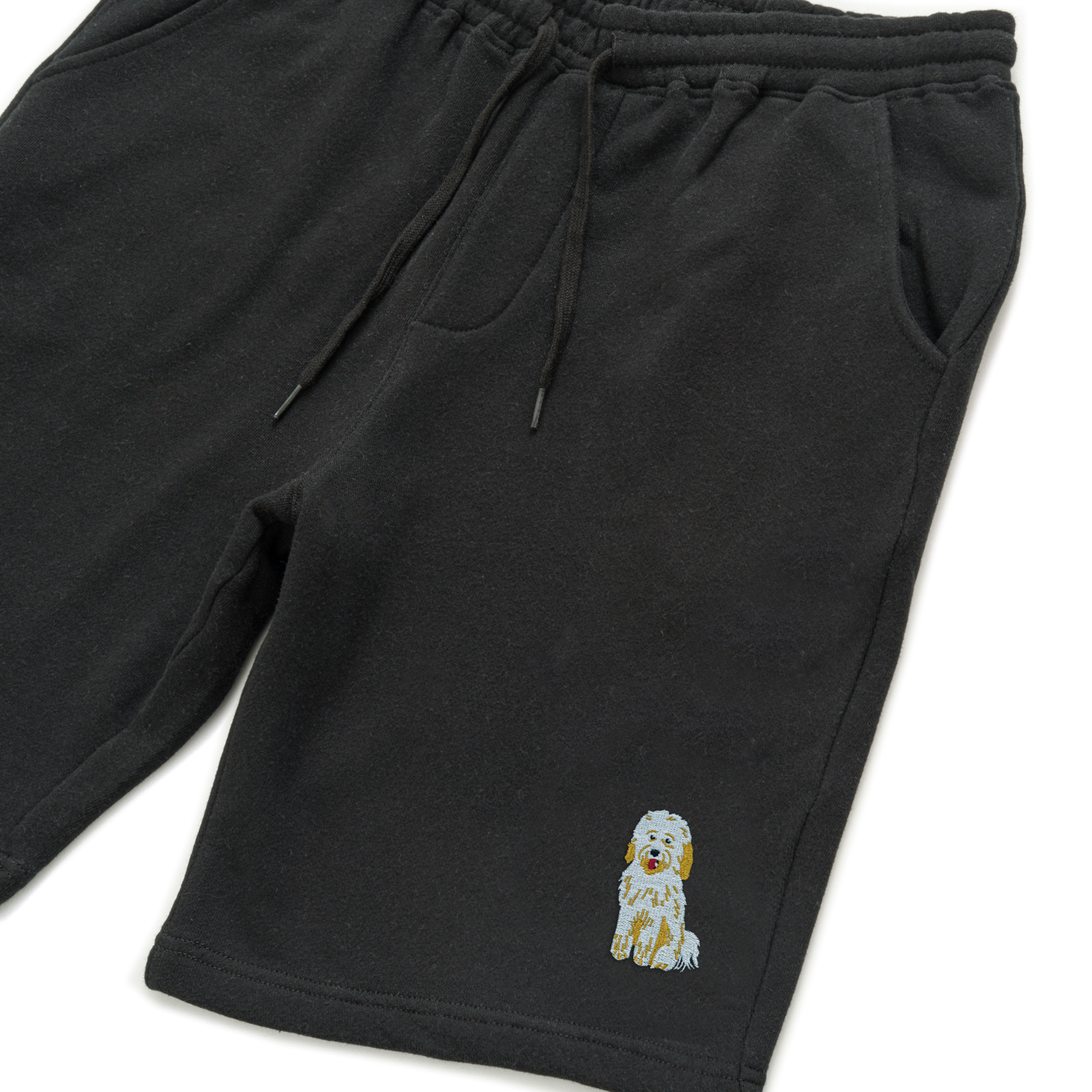 Bobby's Planet Men's Embroidered Poodle Shorts from Bobbys Planet Toy Poodle Collection in Black Color#color_black