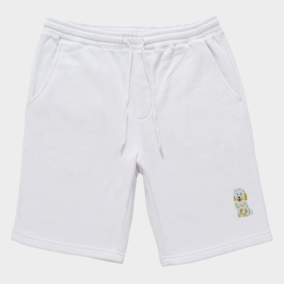 Bobby's Planet Men's Embroidered Poodle Shorts from Bobbys Planet Toy Poodle Collection in White Color#color_white