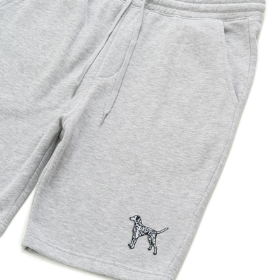 Bobby's Planet Men's Embroidered Dalmatian Shorts from Paws Dog Cat Animals Collection in Heather Grey Color#color_heather-grey
