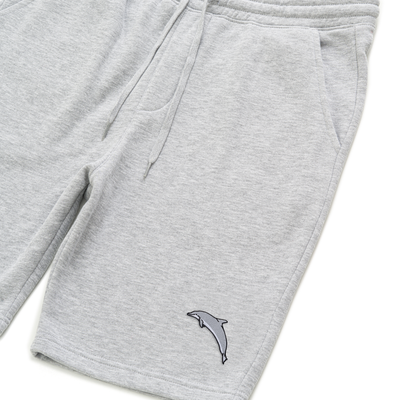 Bobby's Planet Men's Embroidered Dolphin Shorts from Seven Seas Fish Animals Collection in Heather Grey Color#color_heather-grey