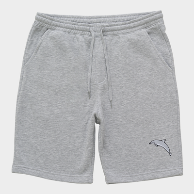 Bobby's Planet Men's Embroidered Dolphin Shorts from Seven Seas Fish Animals Collection in Heather Grey Color#color_heather-grey
