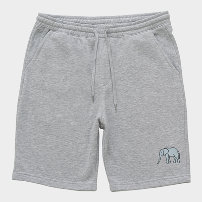 Bobby's Planet Men's Embroidered Elephant Shorts from African Animals Collection in Heather Grey Color#color_heather-grey