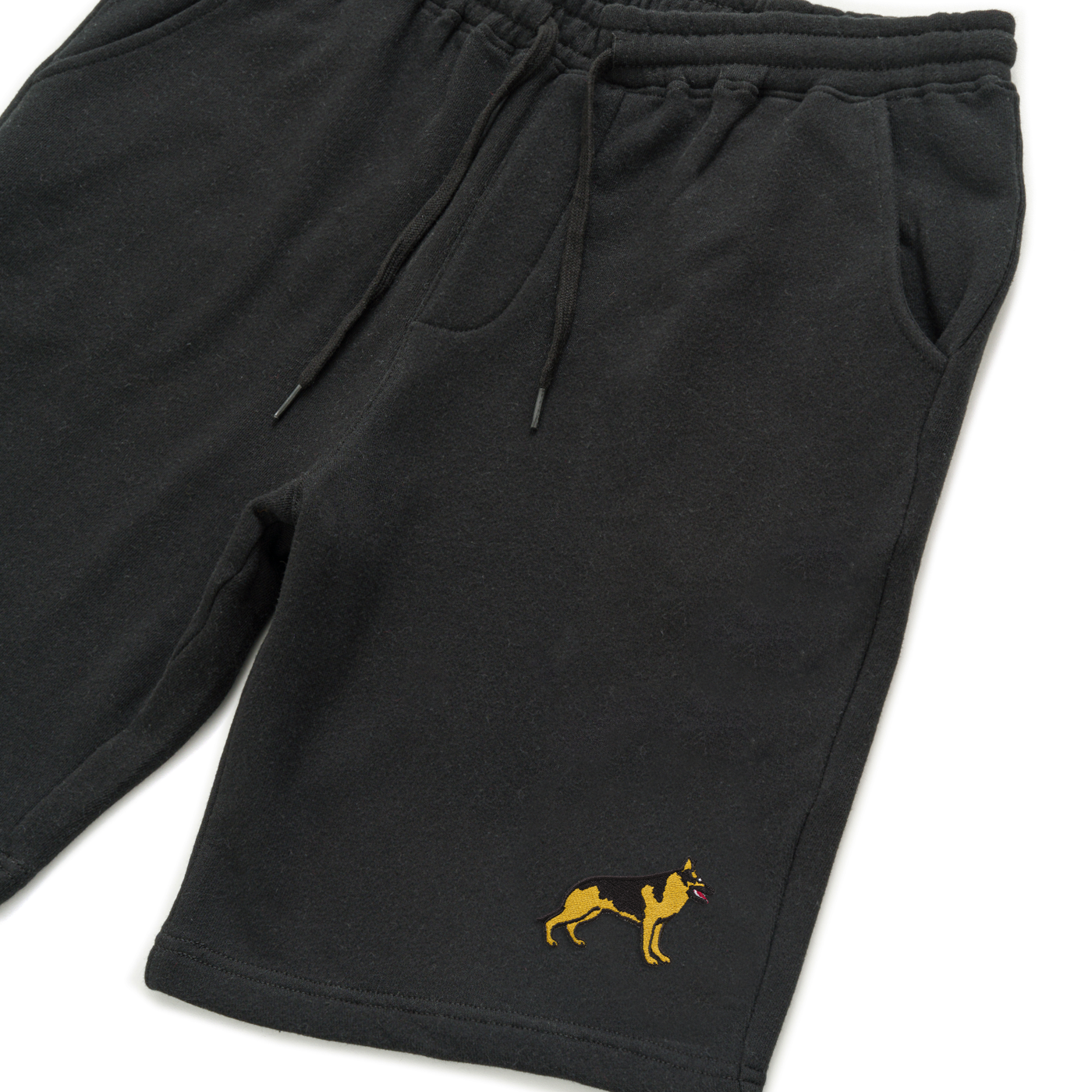 Bobby's Planet Men's Embroidered German Shepherd Shorts from Paws Dog Cat Animals Collection in Black Color#color_black