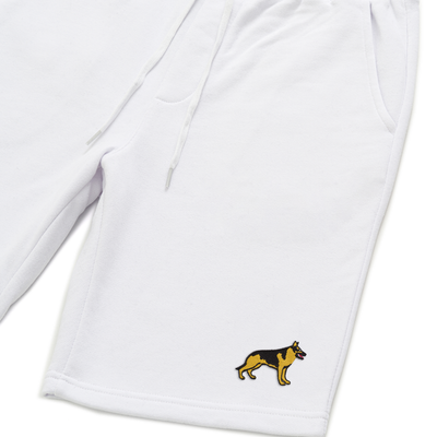 Bobby's Planet Men's Embroidered German Shepherd Shorts from Paws Dog Cat Animals Collection in White Color#color_white