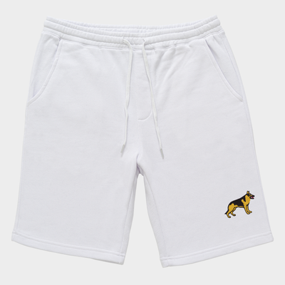 Bobby's Planet Men's Embroidered German Shepherd Shorts from Paws Dog Cat Animals Collection in White Color#color_white
