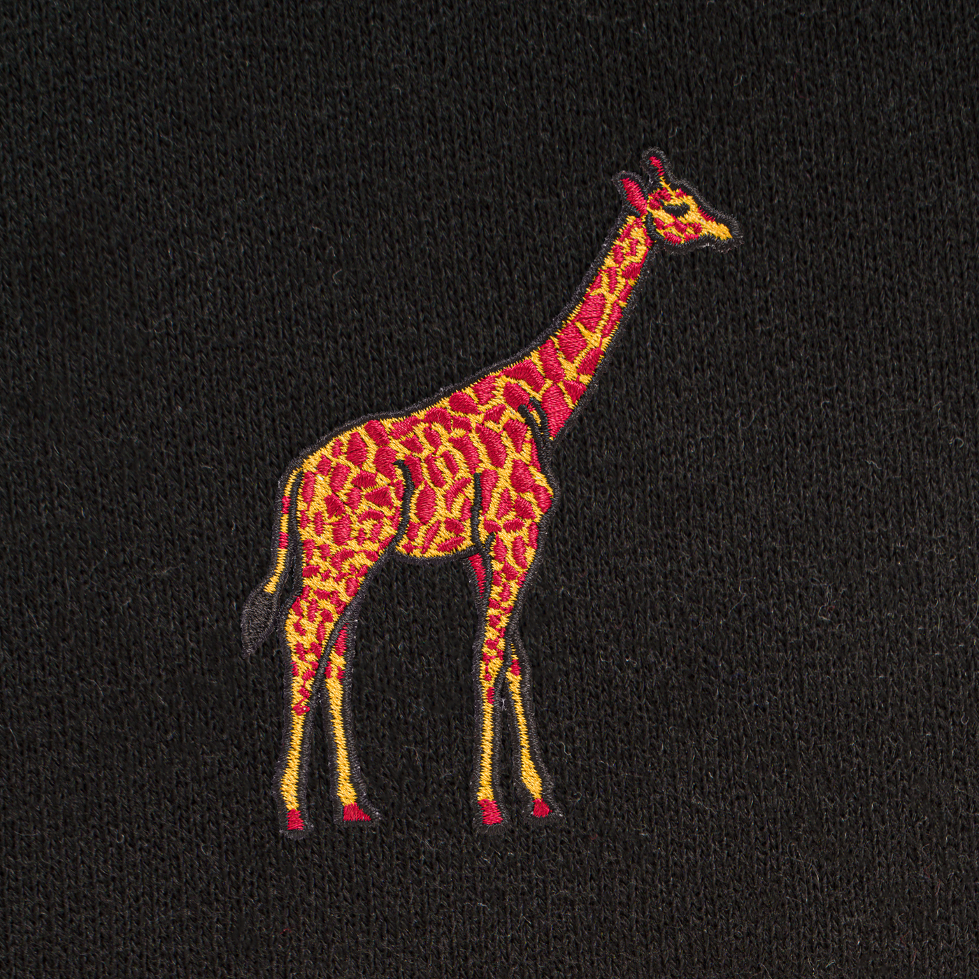 Bobby's Planet Men's Embroidered Giraffe Shorts from African Animals Collection in Black Color#color_black
