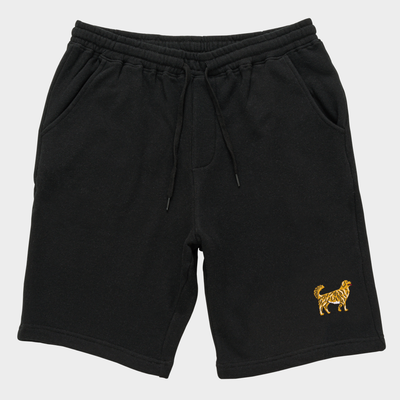 Bobby's Planet Men's Embroidered Golden Retriever Shorts from Paws Dog Cat Animals Collection in Black Color#color_black