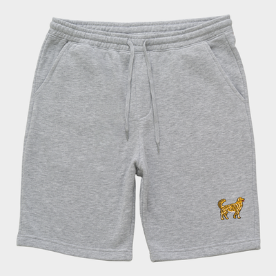 Bobby's Planet Men's Embroidered Golden Retriever Shorts from Paws Dog Cat Animals Collection in Heather Grey Color#color_heather-grey