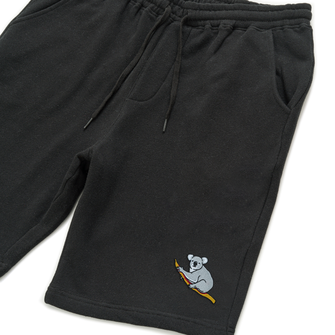 Bobby's Planet Men's Embroidered Koala Shorts from Australia Down Under Animals Collection in Black Color#color_black