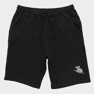 Bobby's Planet Men's Embroidered Koala Shorts from Australia Down Under Animals Collection in Black Color#color_black