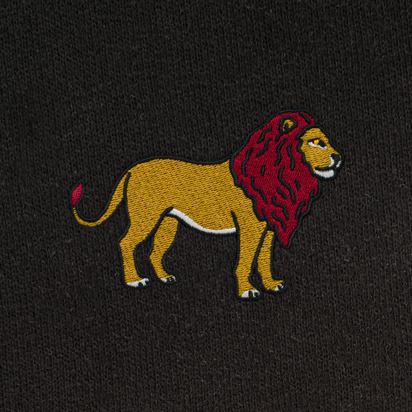 Bobby's Planet Men's Embroidered Lion Shorts from African Animals Collection in Black Color#color_black