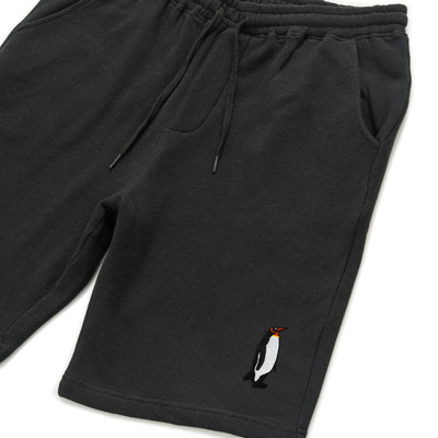 Bobby's Planet Men's Embroidered Penguin Shorts from Arctic Polar Animals Collection in Black Color#color_black