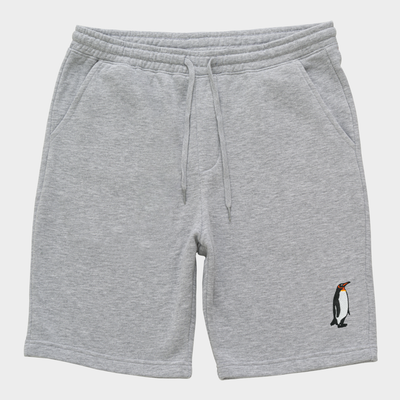 Bobby's Planet Men's Embroidered Penguin Shorts from Arctic Polar Animals Collection in Heather Grey Color#color_heather-grey