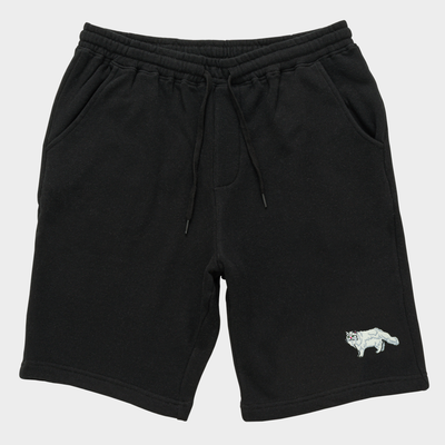 Bobby's Planet Men's Embroidered Persian Shorts from Paws Dog Cat Animals Collection in Black Color#color_black