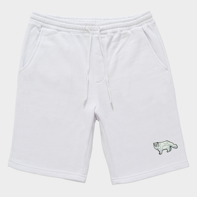 Bobby's Planet Men's Embroidered Persian Shorts from Paws Dog Cat Animals Collection in White Color#color_white