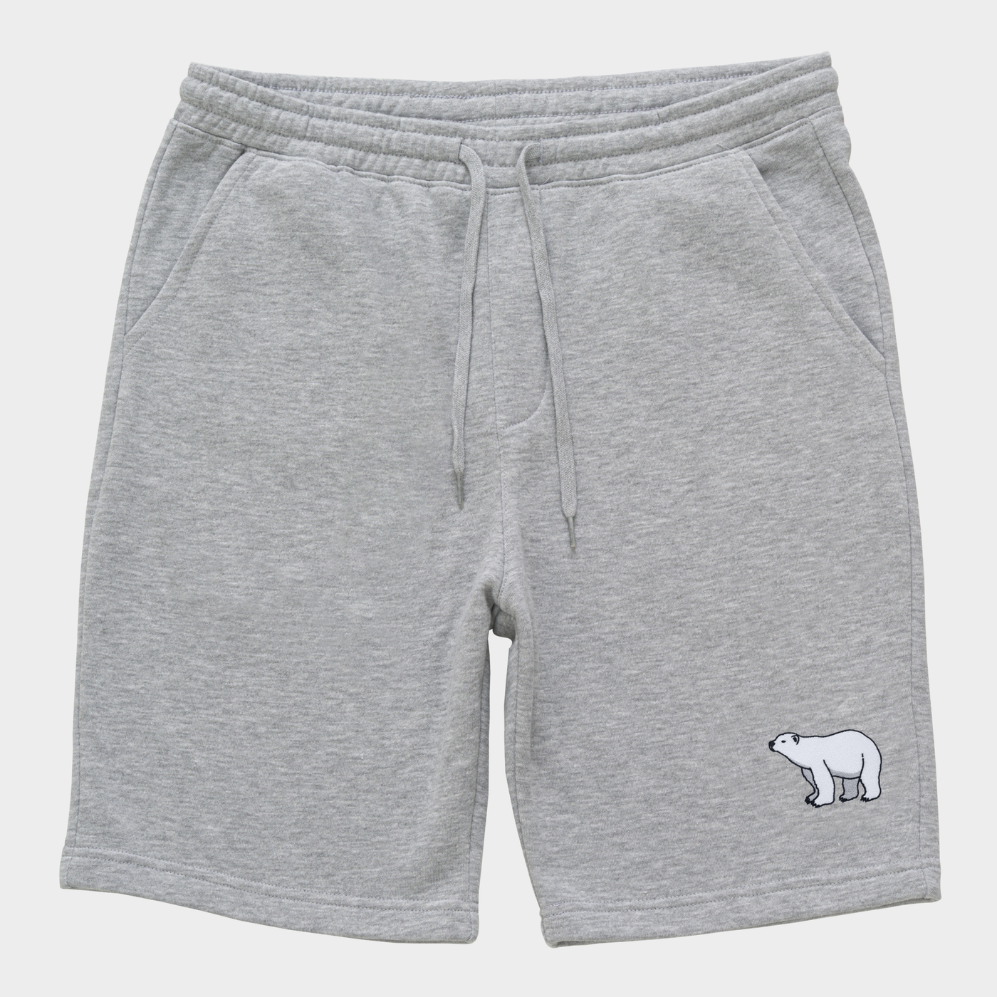 Bobby's Planet Men's Embroidered Polar Bear Shorts from Arctic Polar Animals Collection in Heather Grey Color#color_heather-grey