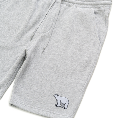 Bobby's Planet Men's Embroidered Polar Bear Shorts from Arctic Polar Animals Collection in Heather Grey Color#color_heather-grey
