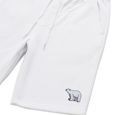 Bobby's Planet Men's Embroidered Polar Bear Shorts from Arctic Polar Animals Collection in White Color#color_white