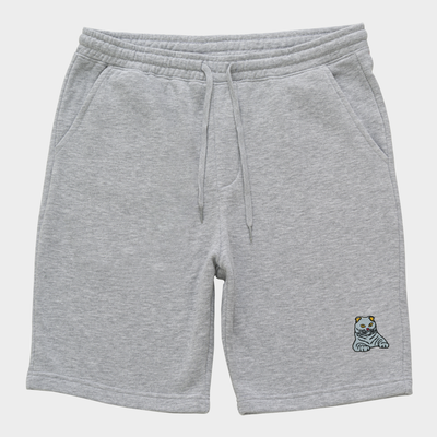 Bobby's Planet Men's Embroidered Scottish Fold Shorts from Paws Dog Cat Animals Collection in Heather Grey Color#color_heather-grey