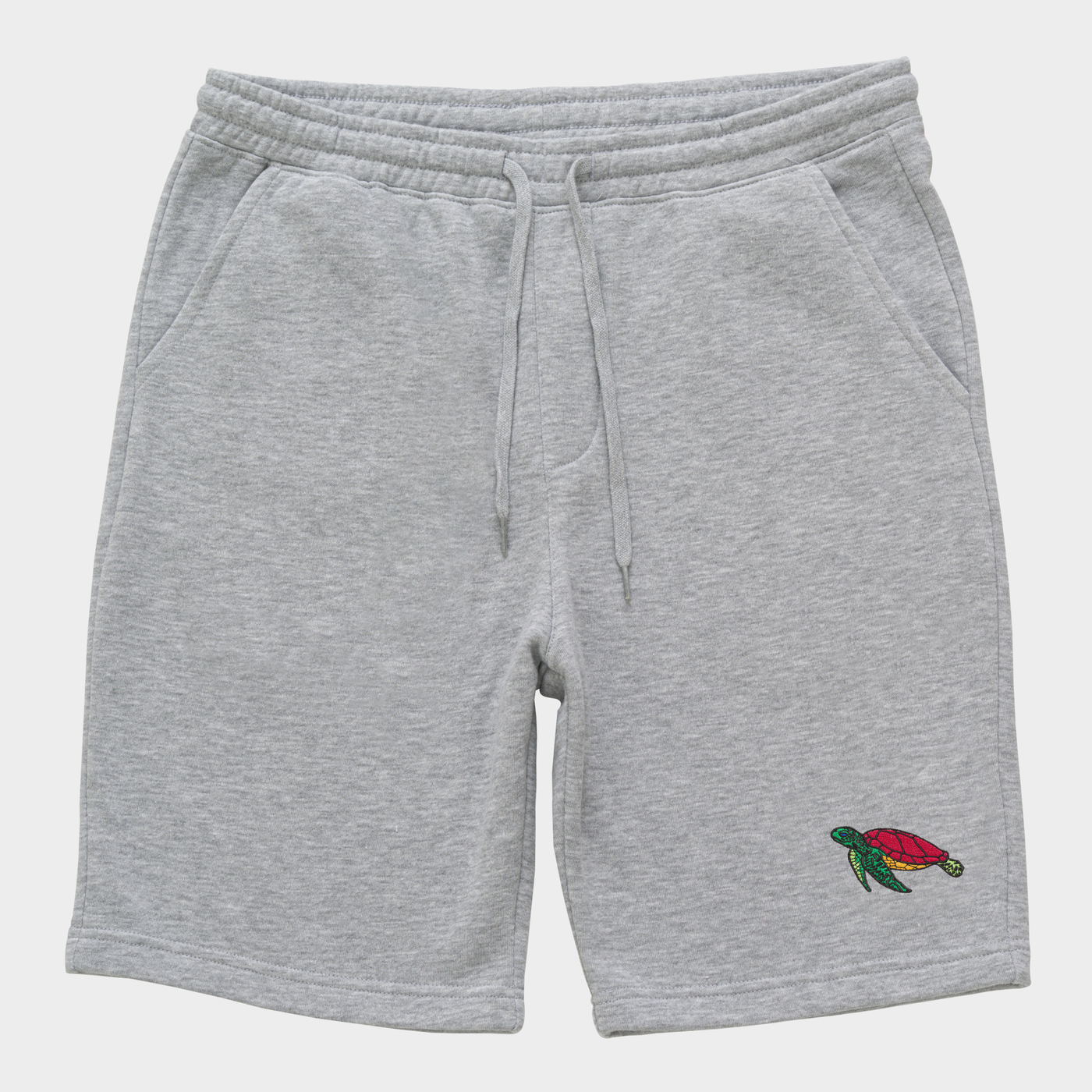 Bobby's Planet Men's Embroidered Sea Turtle Shorts from Seven Seas Fish Animals Collection in Heather Grey Color#color_heather-grey
