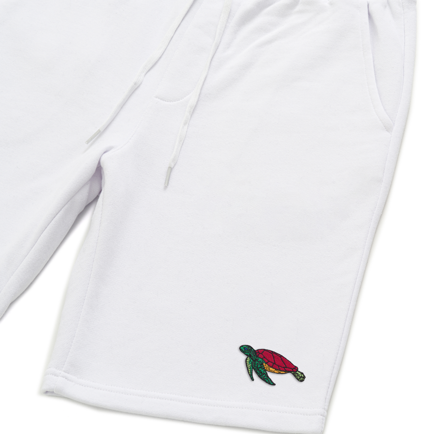 Bobby's Planet Men's Embroidered Sea Turtle Shorts from Seven Seas Fish Animals Collection in White Color#color_white