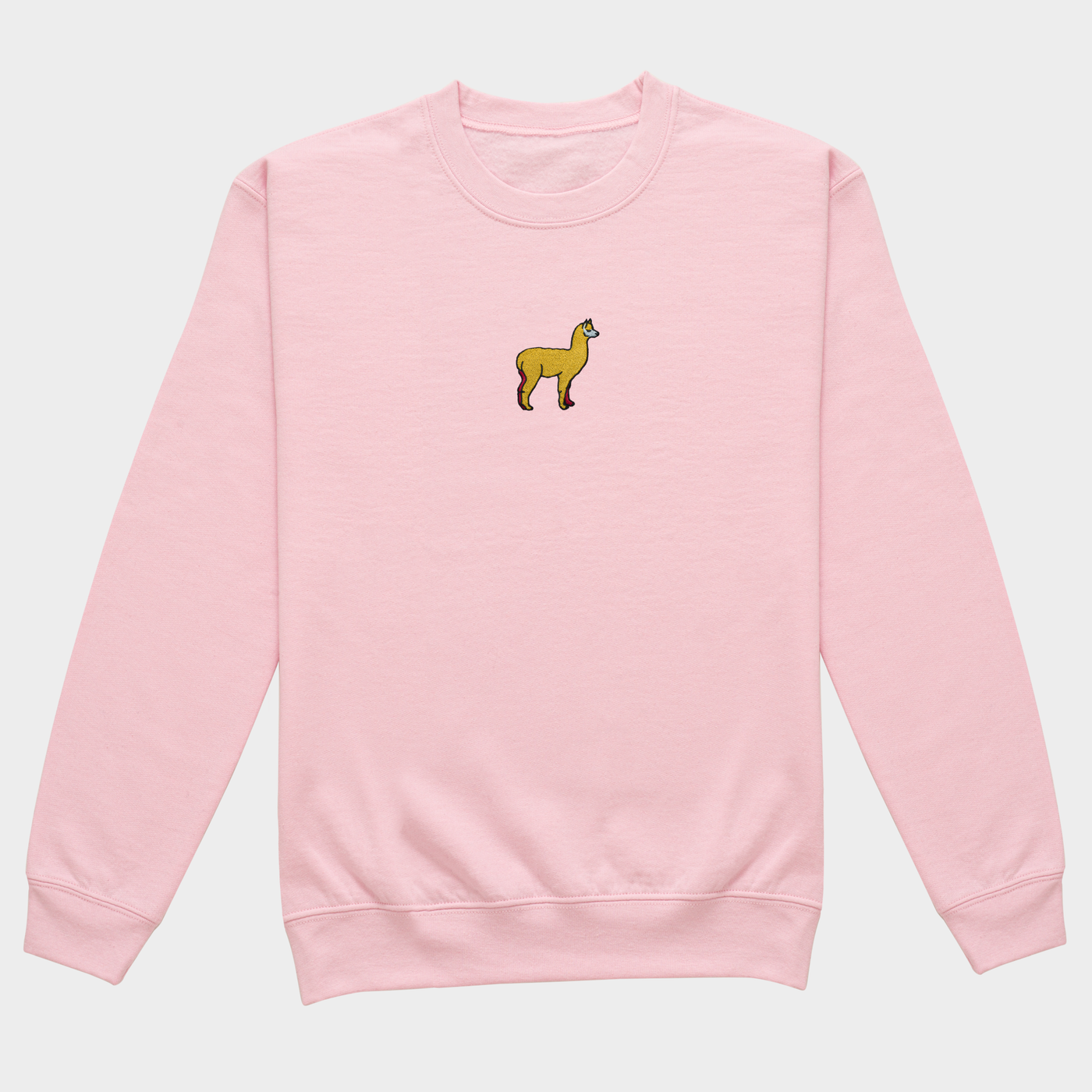 Bobby's Planet Women's Embroidered Alpaca Sweatshirt from South American Amazon Animals Collection in Light Pink Color#color_light-pink