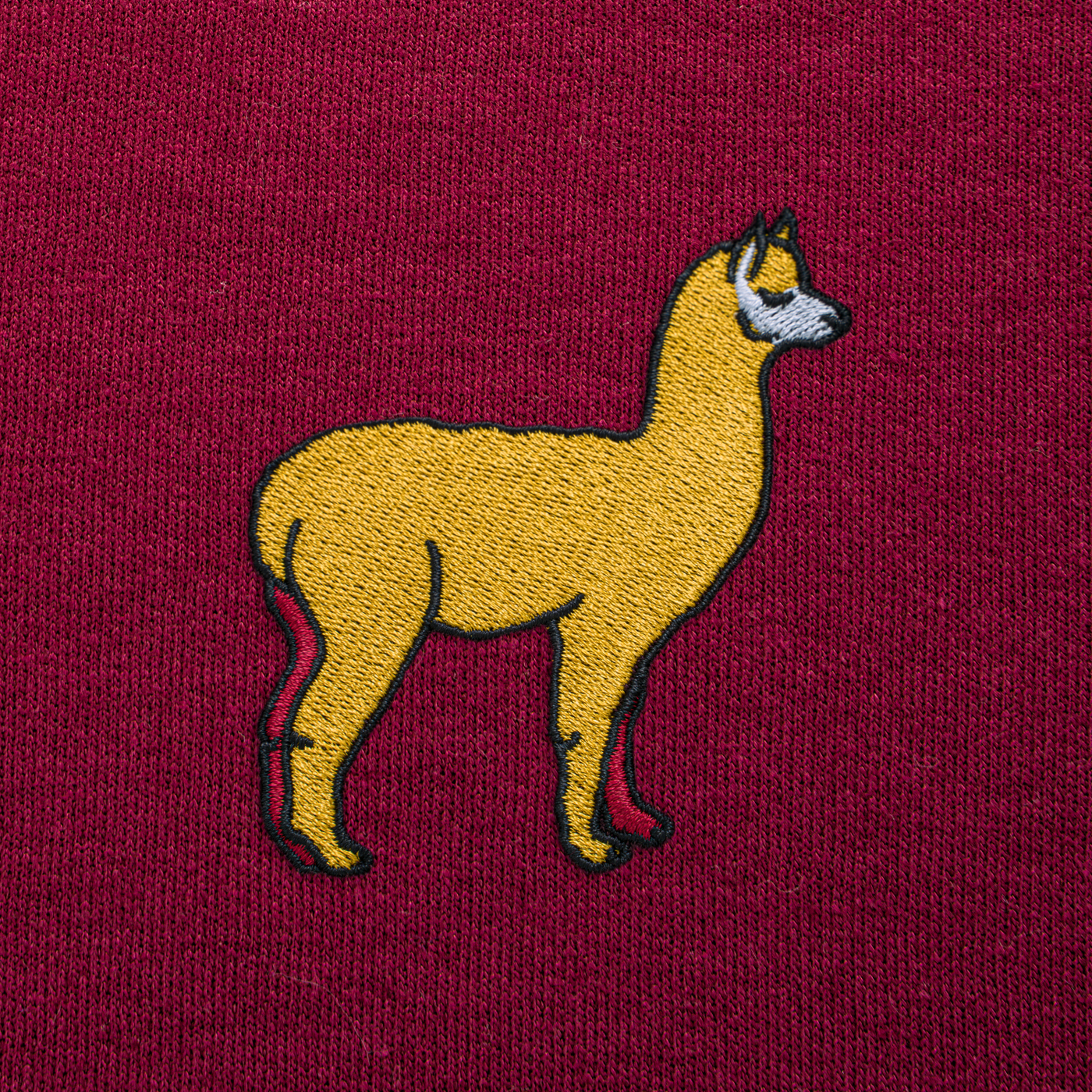 Bobby's Planet Men's Embroidered Alpaca Sweatshirt from South American Amazon Animals Collection in Maroon Color#color_maroon