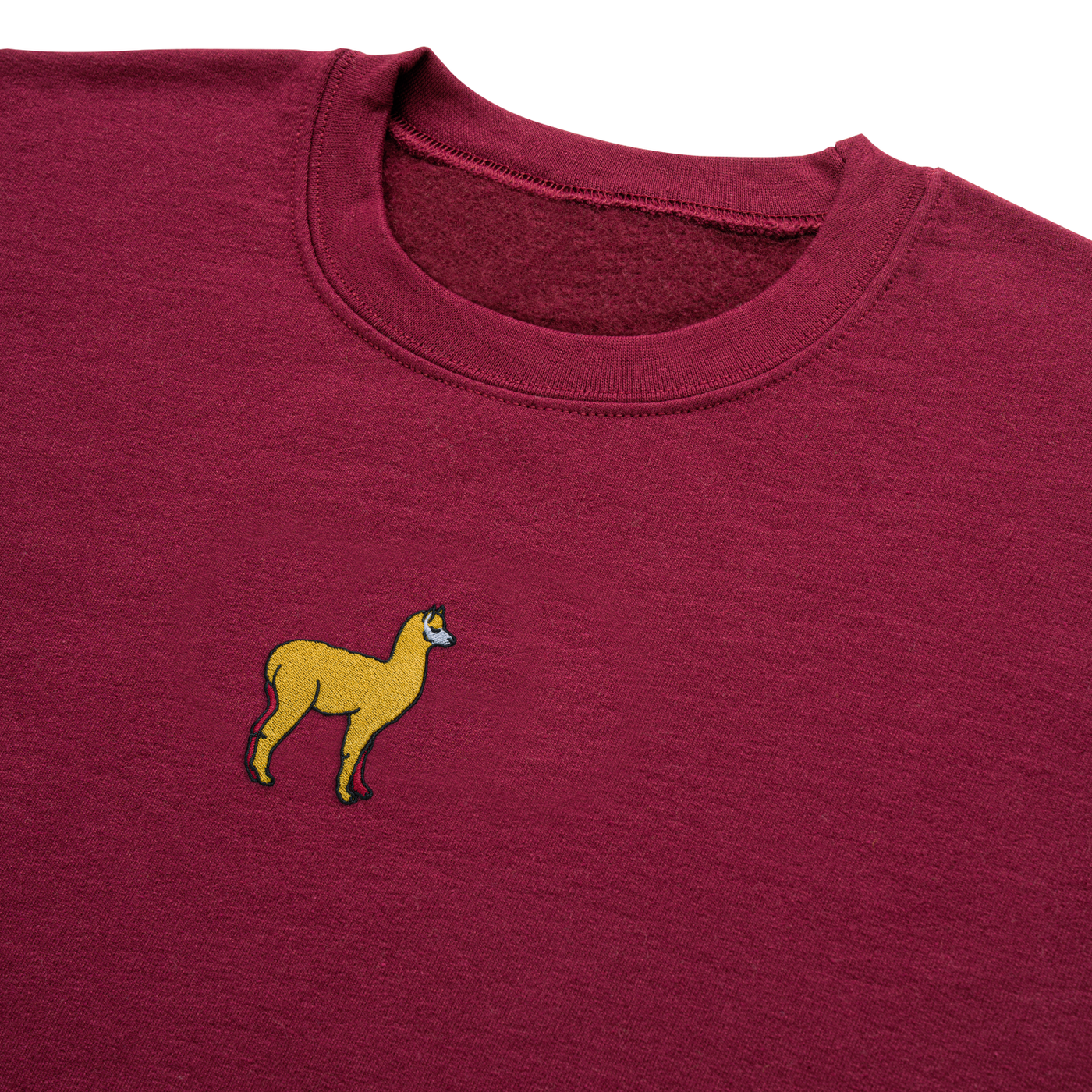 Bobby's Planet Women's Embroidered Alpaca Sweatshirt from South American Amazon Animals Collection in Maroon Color#color_maroon