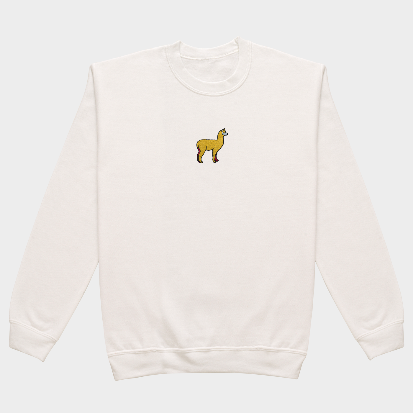 Bobby's Planet Men's Embroidered Alpaca Sweatshirt from South American Amazon Animals Collection in White Color#color_white