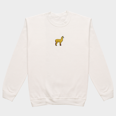 Bobby's Planet Women's Embroidered Alpaca Sweatshirt from South American Amazon Animals Collection in White Color#color_white