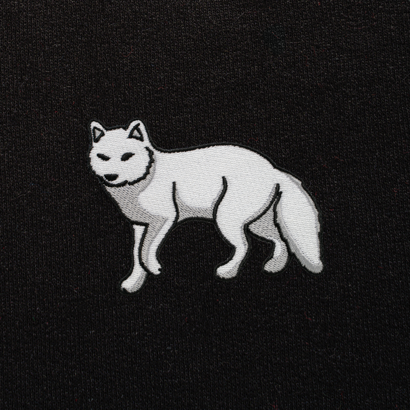 Bobby's Planet Men's Embroidered Arctic Fox Sweatshirt from Arctic Polar Animals Collection in Black Color#color_black